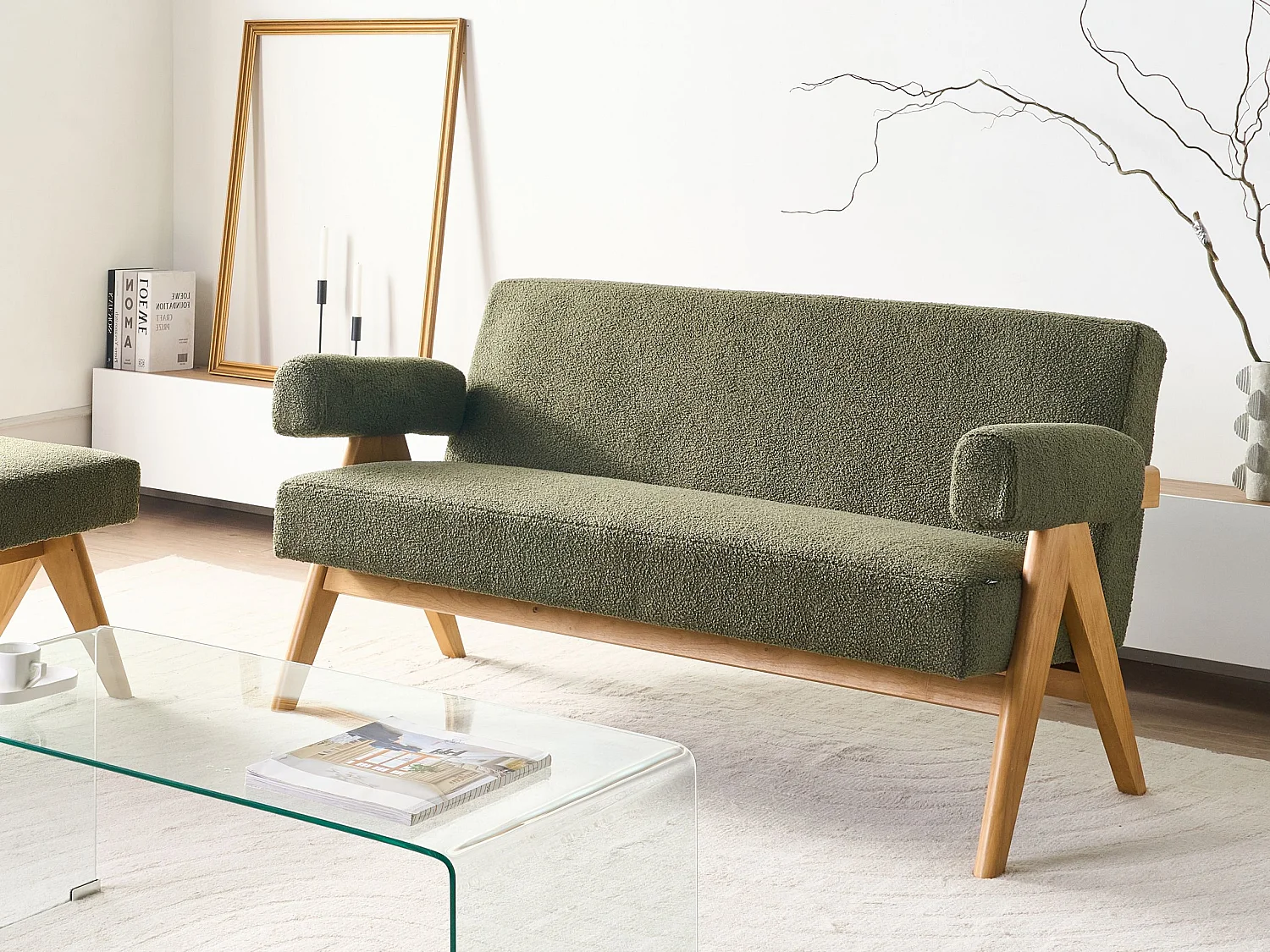 Sofa TAMRE Boucle Złamana biel/ jasny brąz dla 2 osób