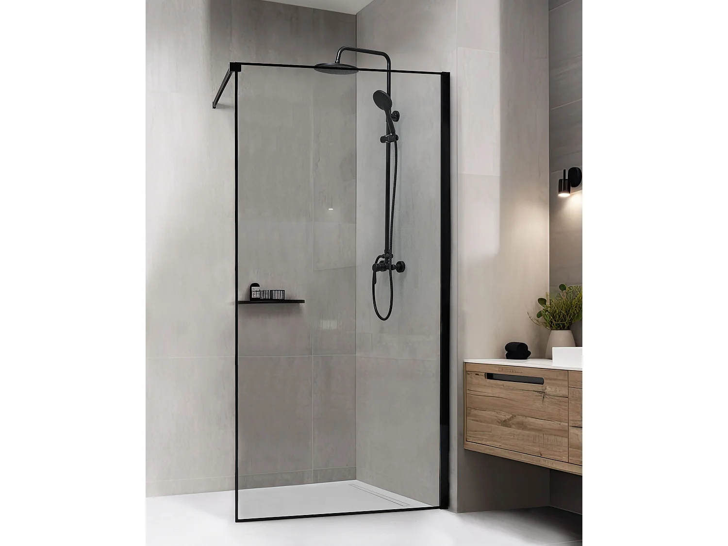 Shower Screen WASPAM 1000 x 1900 mm Black
