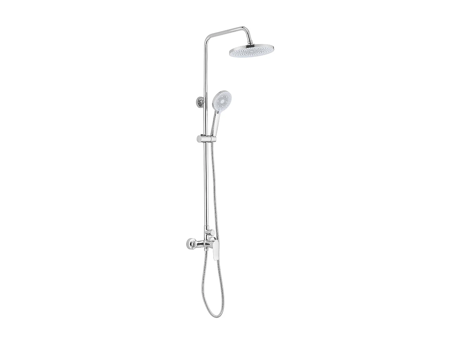 Colonne de douche avec tête de douche ronde et manchette en ABS avec 3 jets, Argent