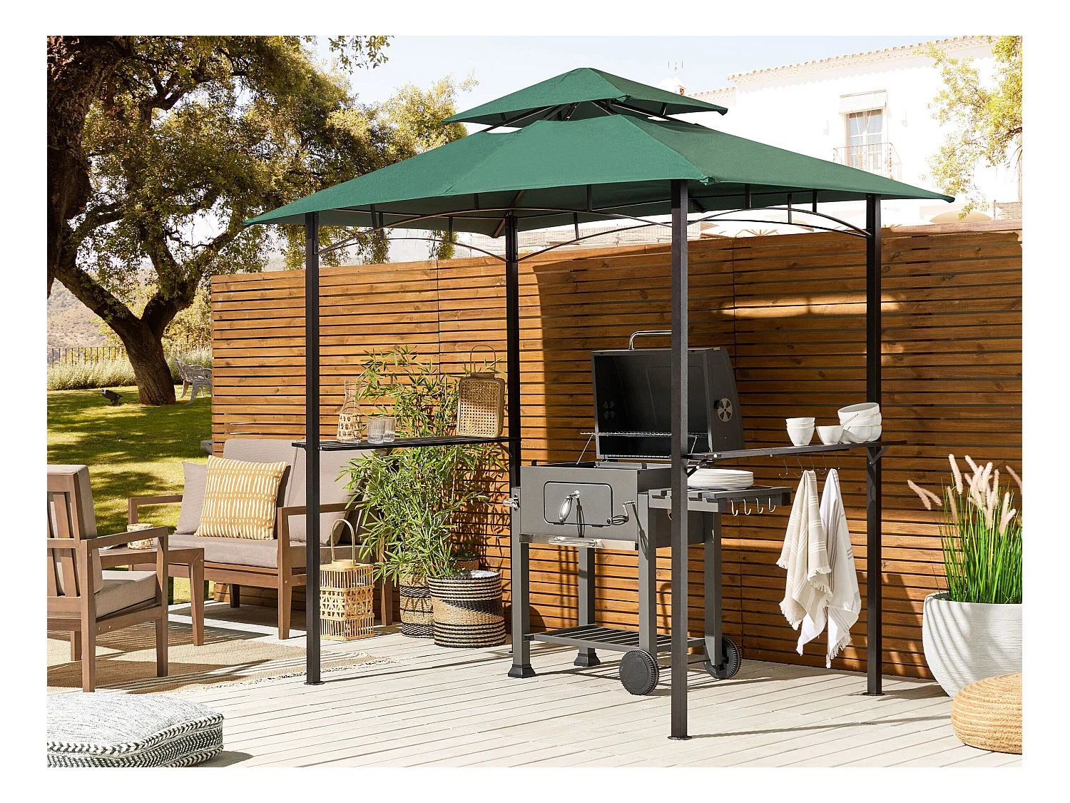 Pavillon NARO Metall 240 cm 148 cm Dunkelgrün