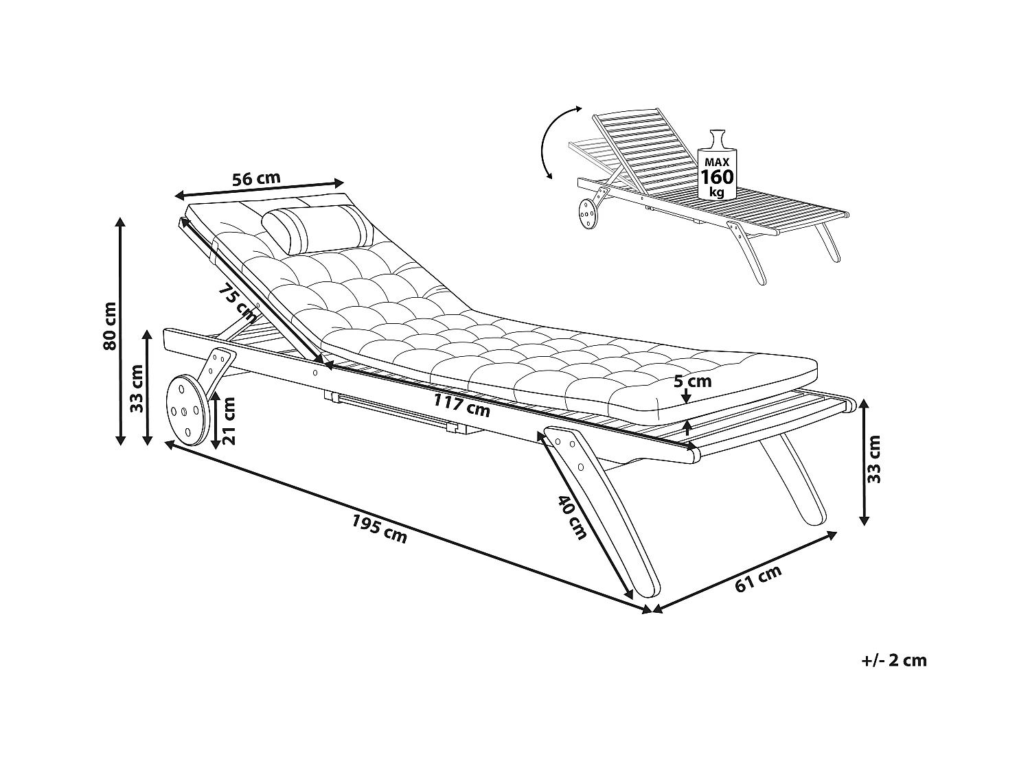 Transat avec coussin CESANA PREMIUM Acacia Mélange de gris