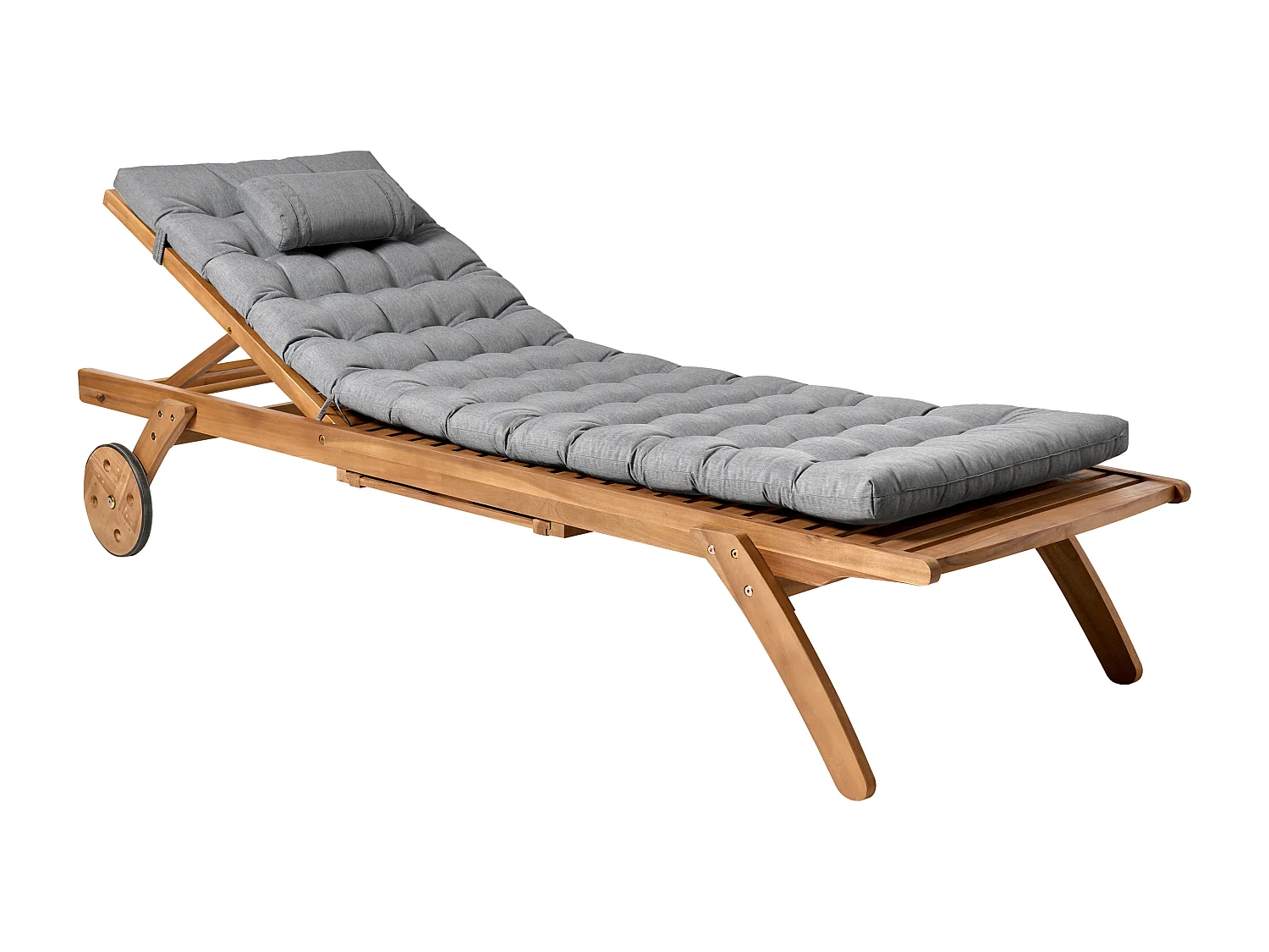 Leżak ogrodowy z poduszką CESANA PREMIUM Drewno akacjowe Szary