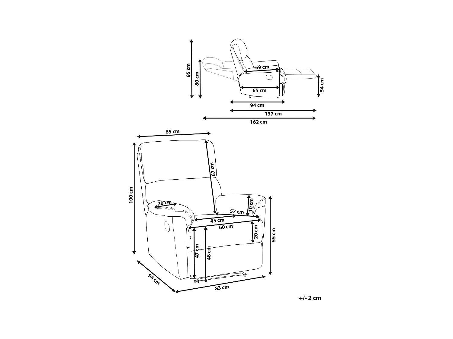 Rozkładany fotel EVERTON Beżowy