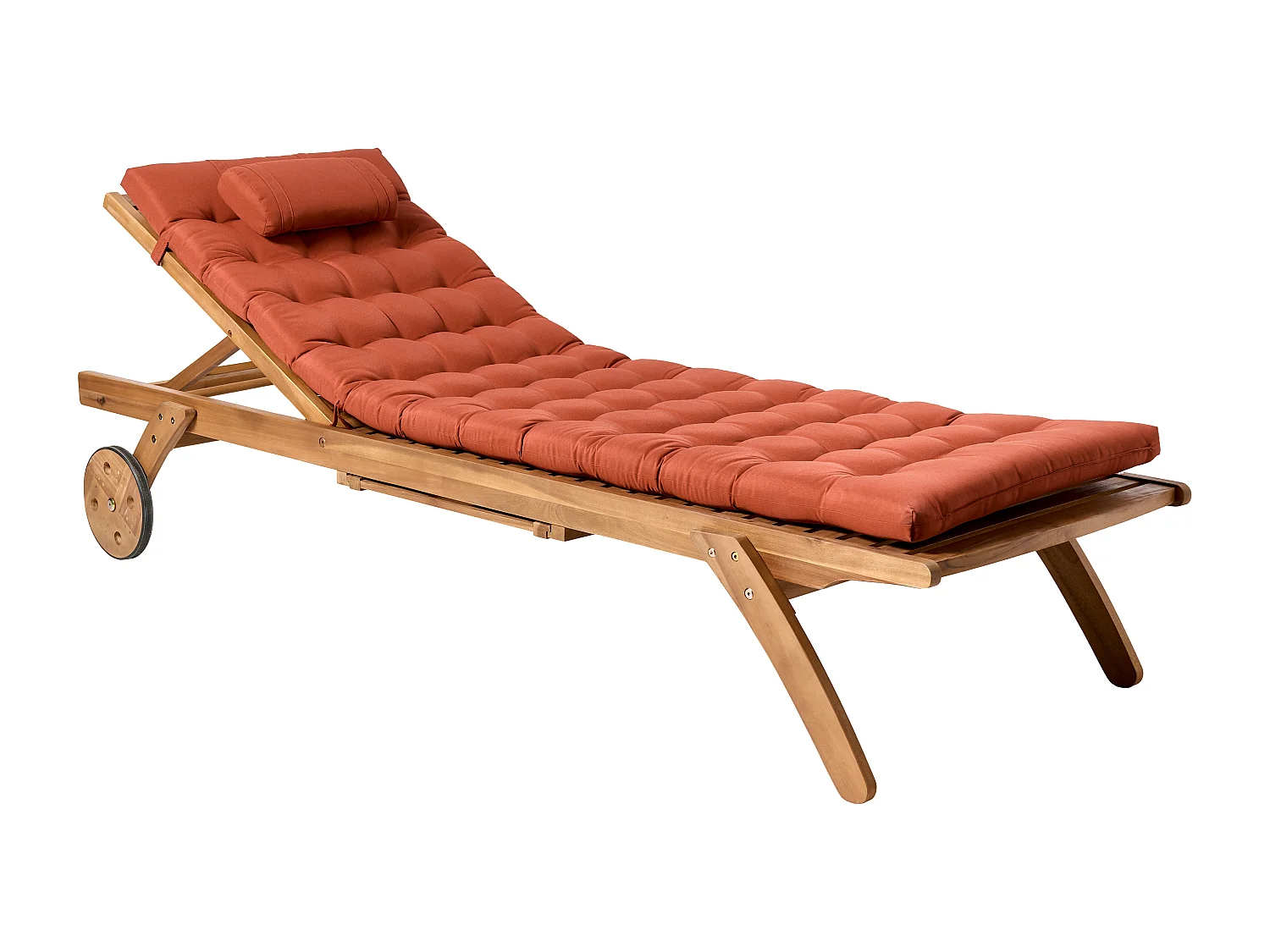 Leżak ogrodowy z poduszką CESANA PREMIUM Drewno akacjowe Czerwony