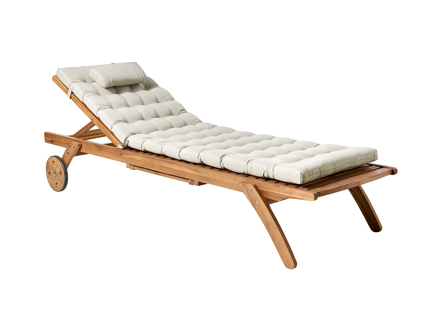 Sonnenliege mit Kissen CESANA PREMIUM Akazienholz Taupe