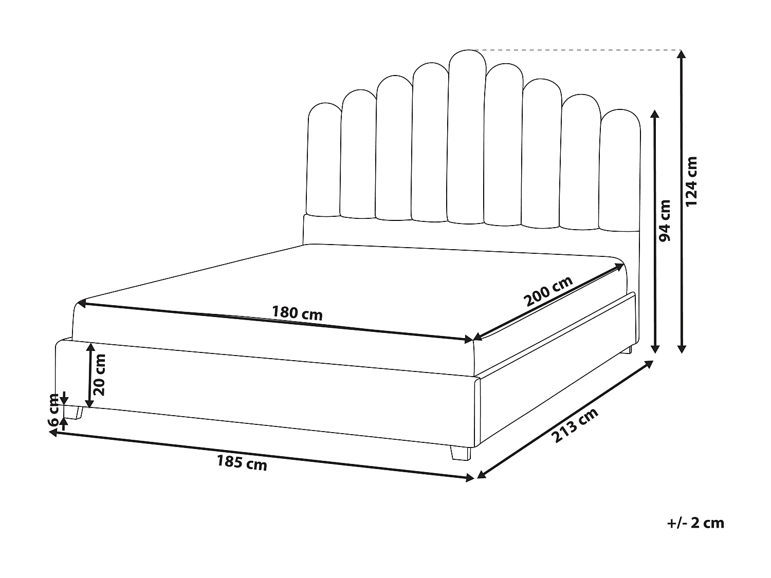 Wasserbett Samtstoff VINCENNES 180 x 200 cm Cremeweiss