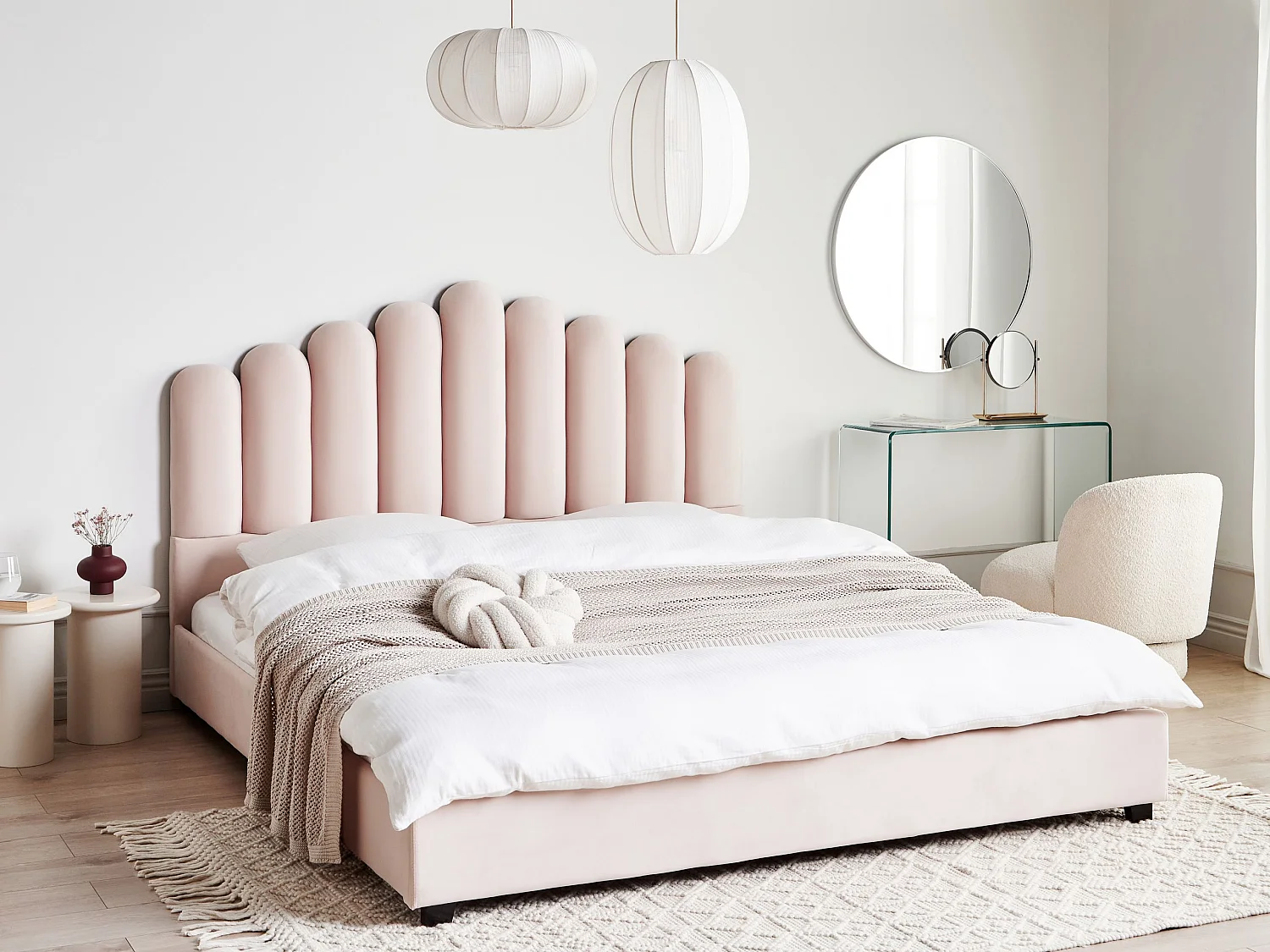 Wasserbett Samtstoff VINCENNES 180 x 200 cm Pastellrosa