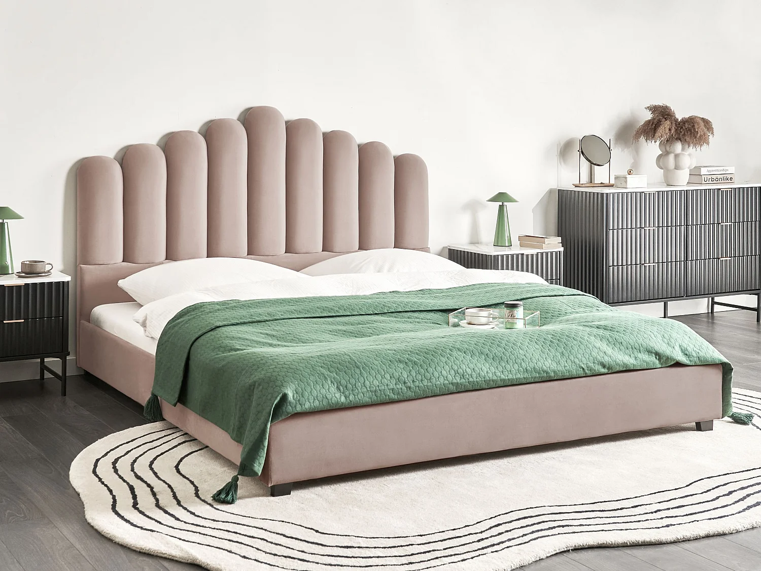 Wasserbett Samtstoff VINCENNES 180 x 200 cm Taupe