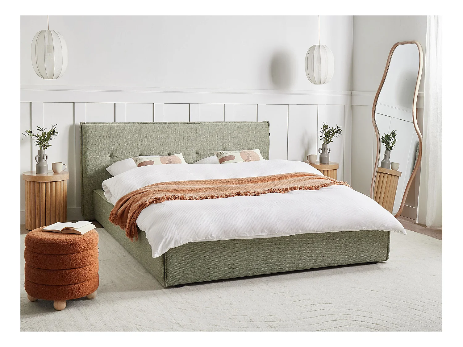 Lit à eau Lin synthétique LESTRE 160 x 200 cm Vert