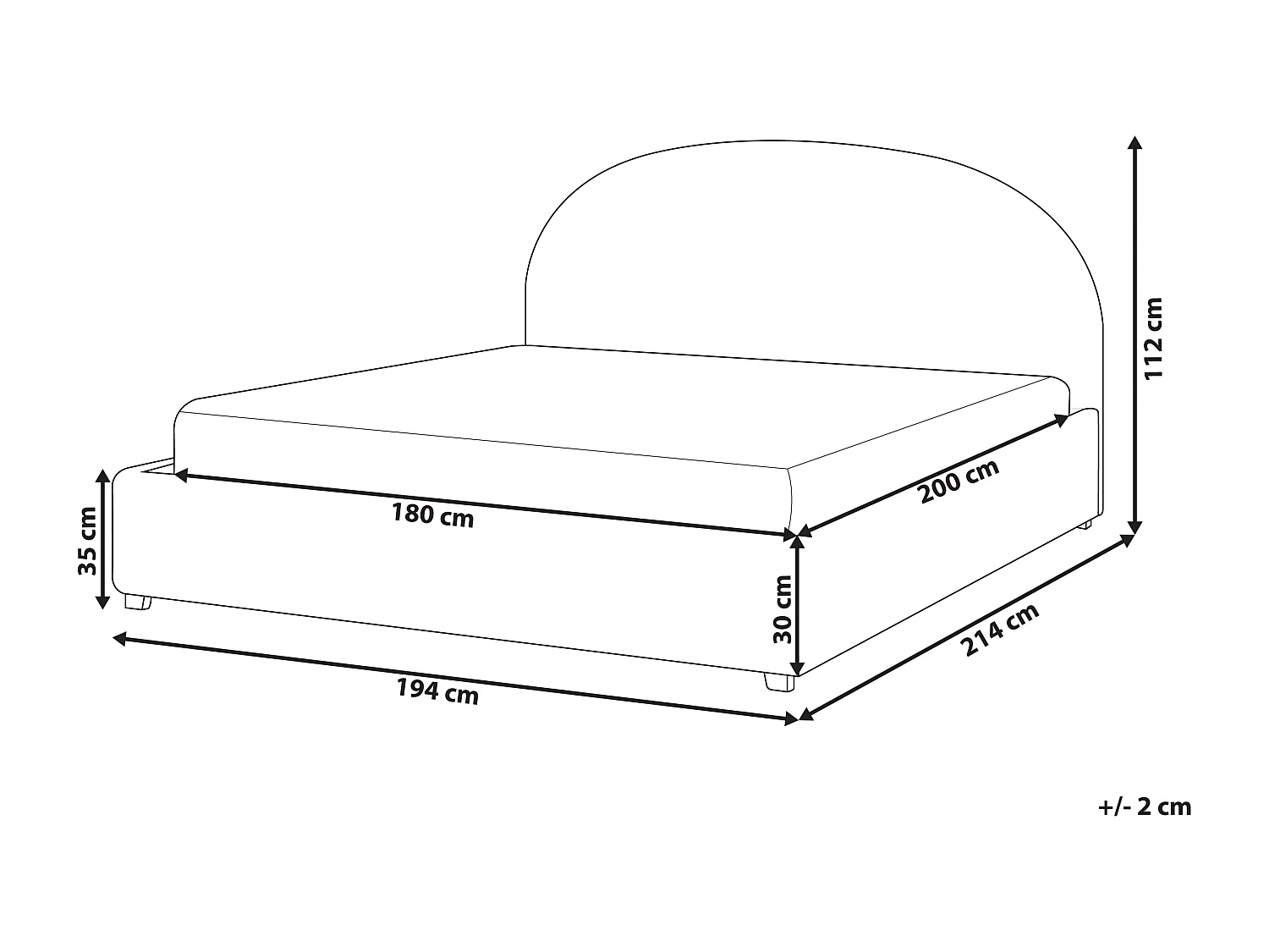 Lit à eau Tissu VAUCLUSE 180 x 200 cm Bleu clair