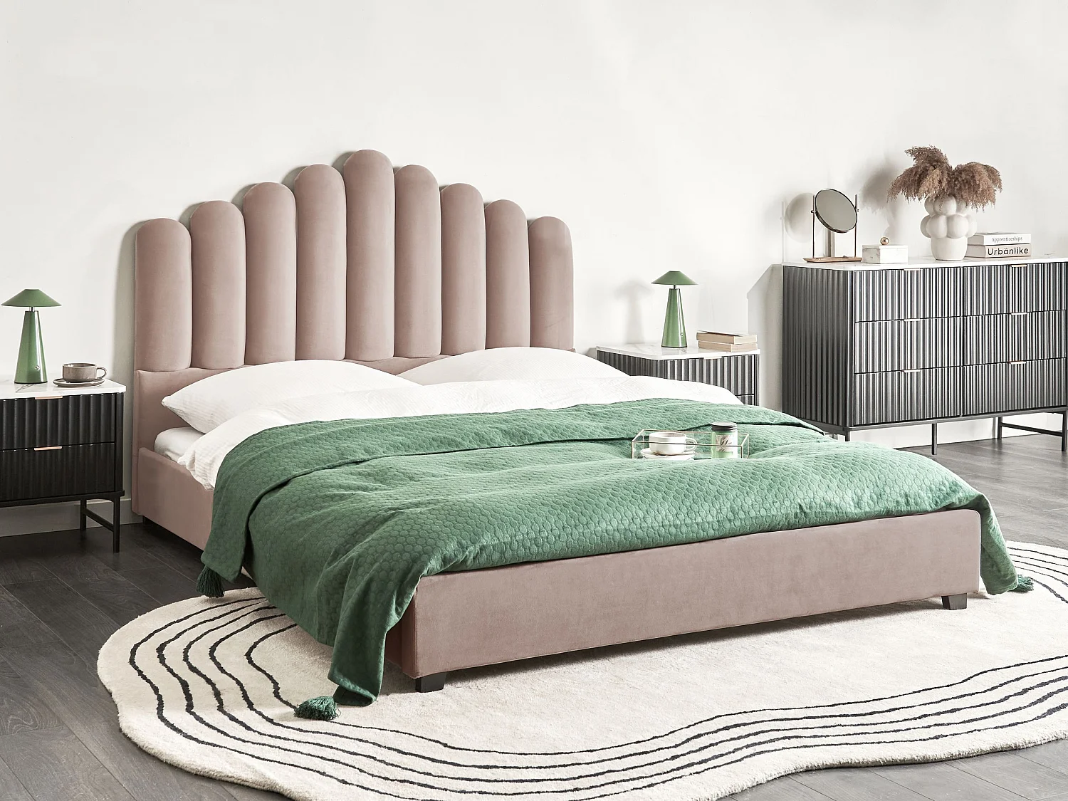 Wasserbett Samtstoff VINCENNES 160 x 200 cm Taupe