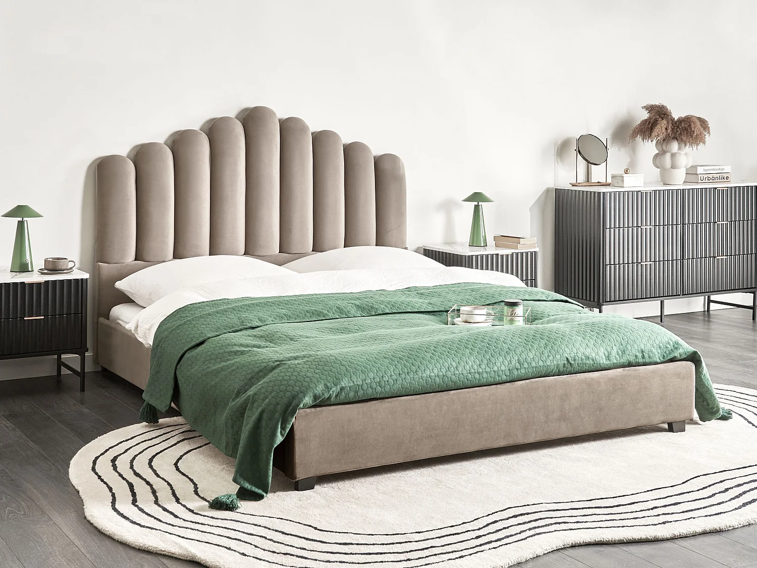 Waterbed Velvet VINCENNES 160 x 200 cm (EU King Size) Taupe