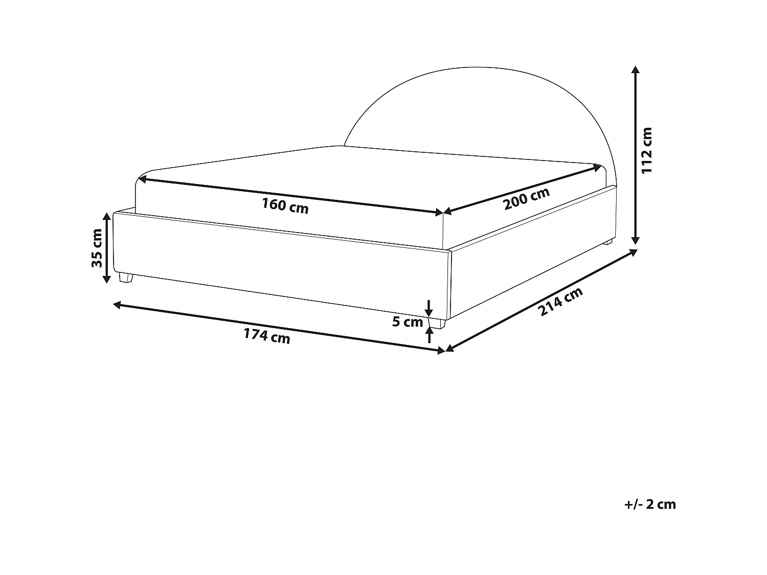 Lit à eau Tissu VAUCLUSE 160 x 200 cm Bleu clair