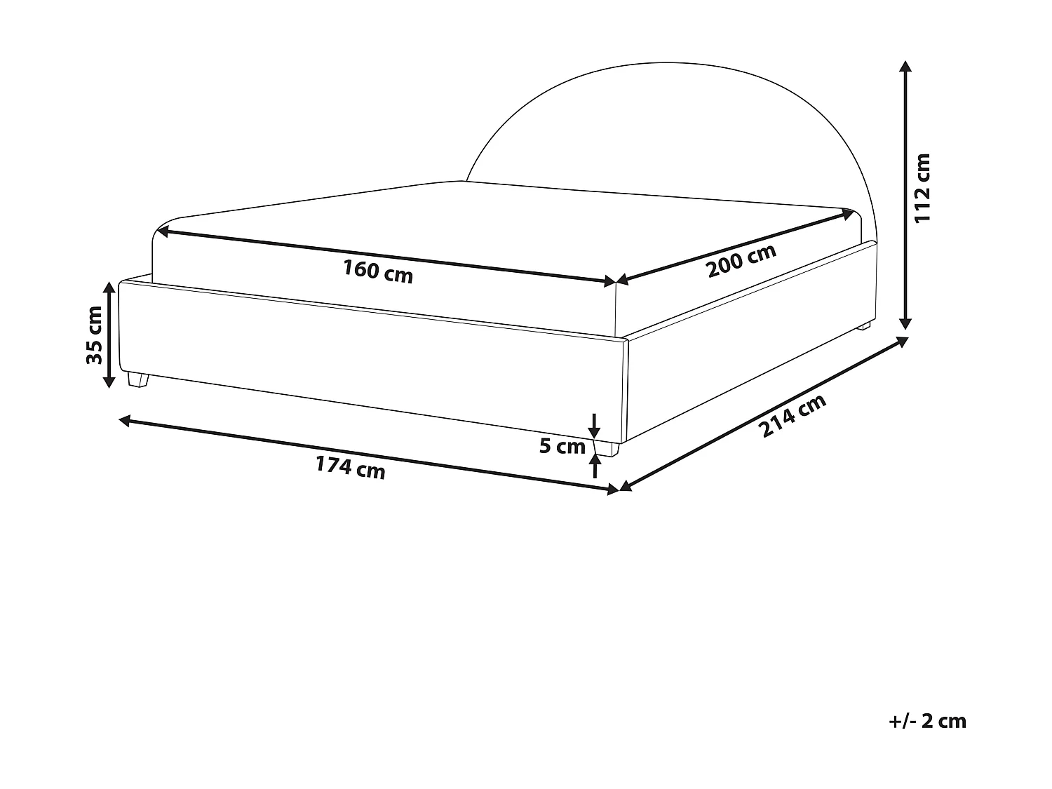 Lit à eau Tissu VAUCLUSE 160 x 200 cm Bleu clair