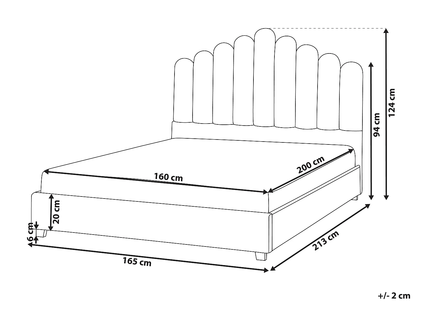 Wasserbett Samtstoff VINCENNES 160 x 200 cm Cremeweiss