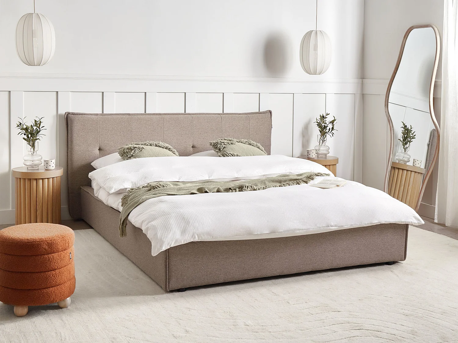 Waterbed Faux Linen LESTRE 160 x 200 cm (EU King Size) Taupe