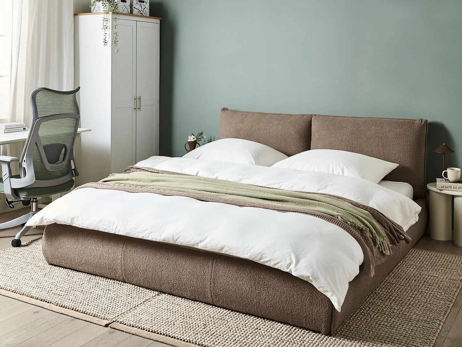 Wasserbett Bouclé VINAY 180 x 200 cm Braun