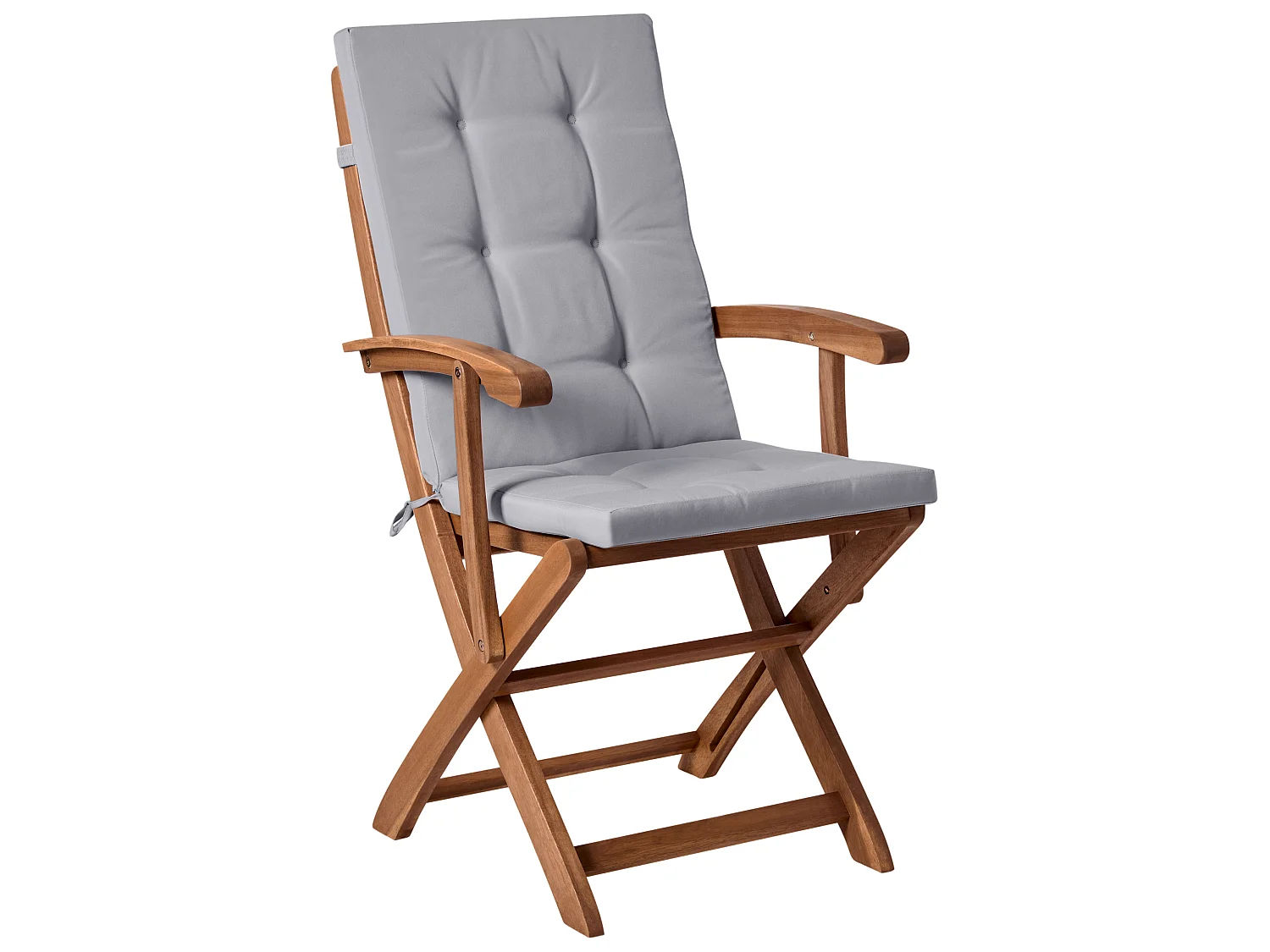 Conjunto de 2 cadeiras de jardim com almofadas MAUI PREMIUM Madeira de acácia Cinzento claro