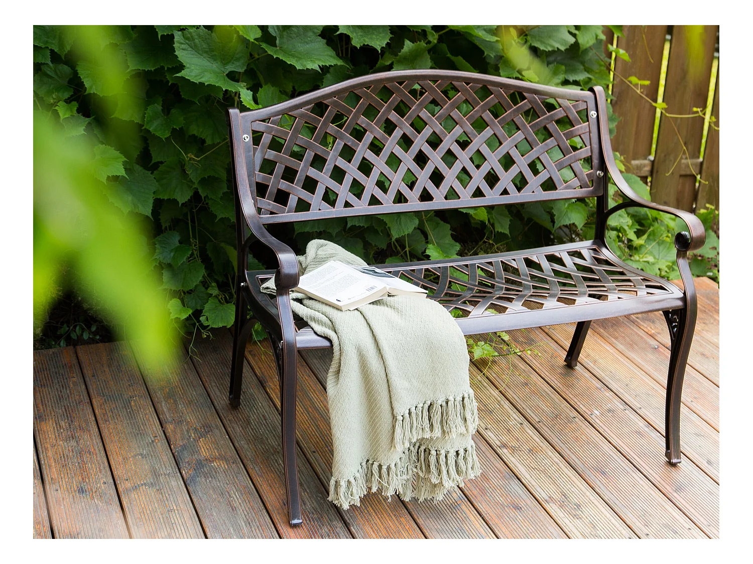 Ławka ogrodowa STAGGIA 104 cm Metal Brązowy