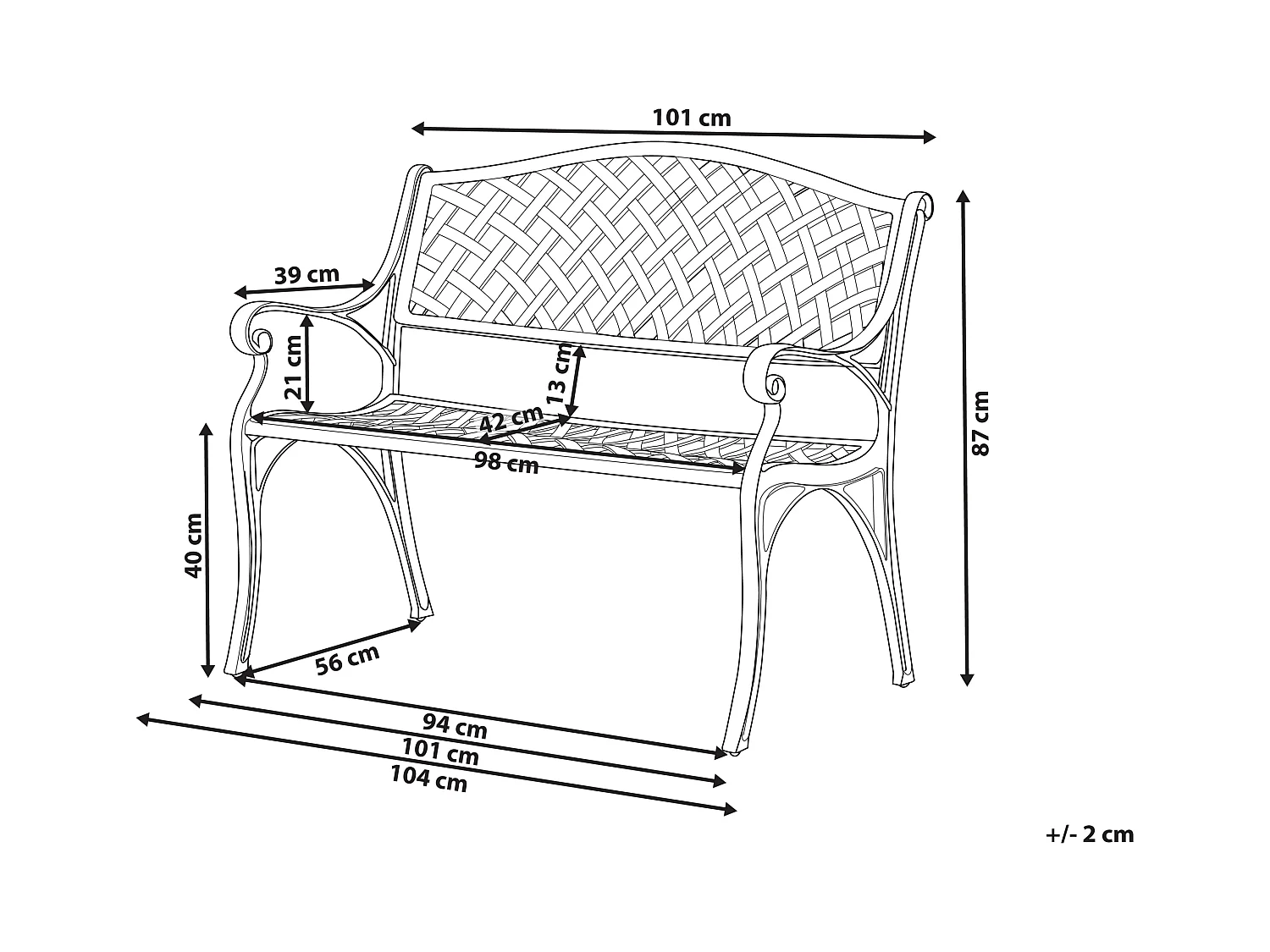Ławka ogrodowa STAGGIA 104 cm Metal Brązowy