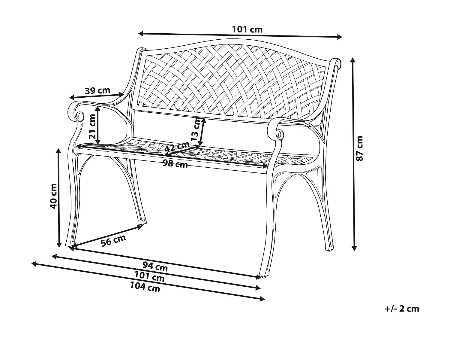 Gartenbank STAGGIA 104 cm Metall Braun