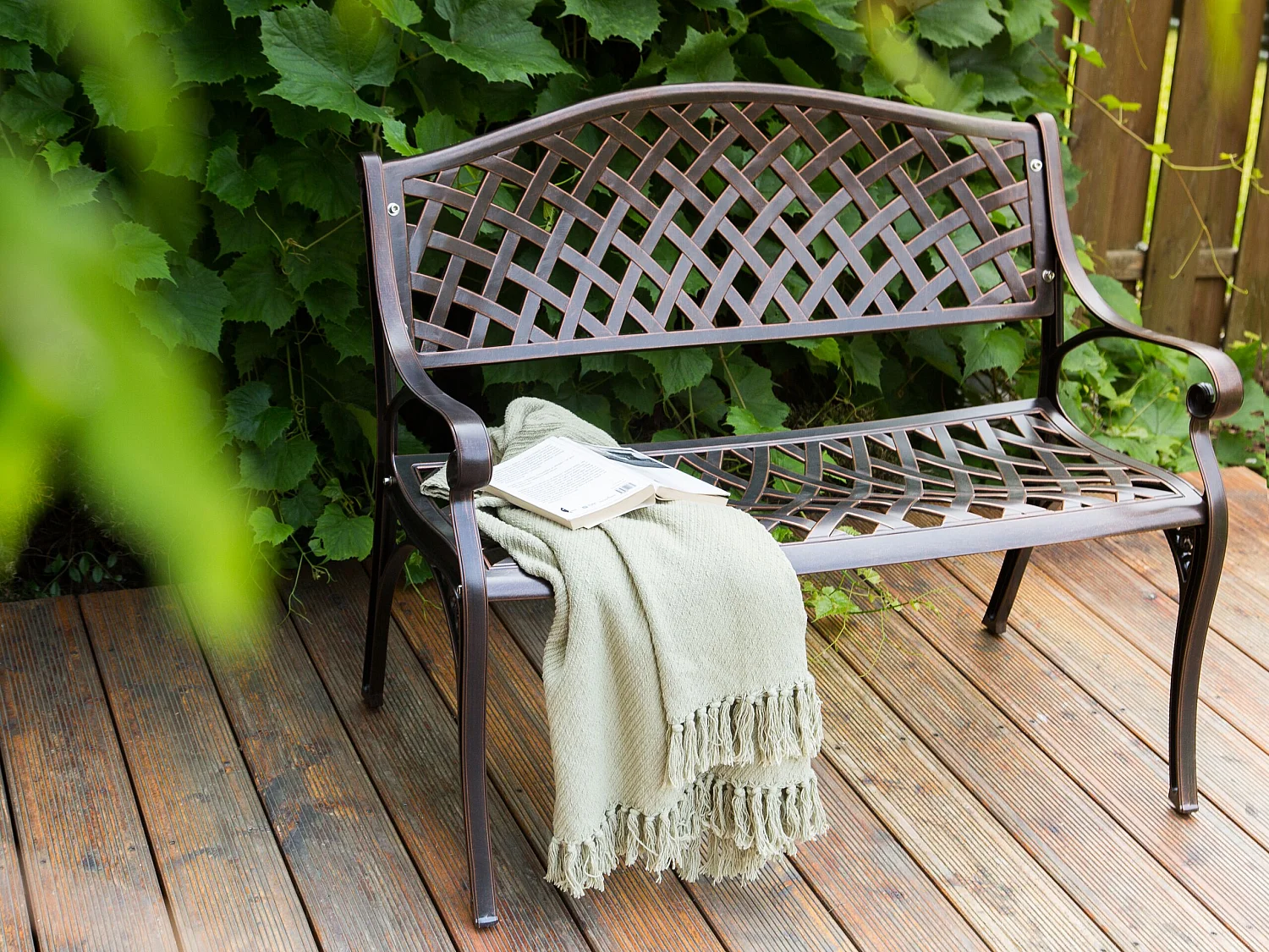 Banc de jardin STAGGIA 104 cm Métal Marron