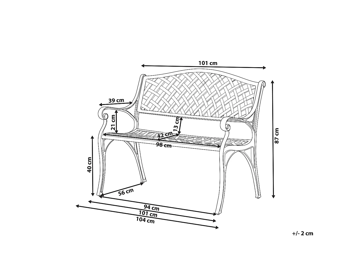 Banc de jardin STAGGIA 104 cm Métal Marron