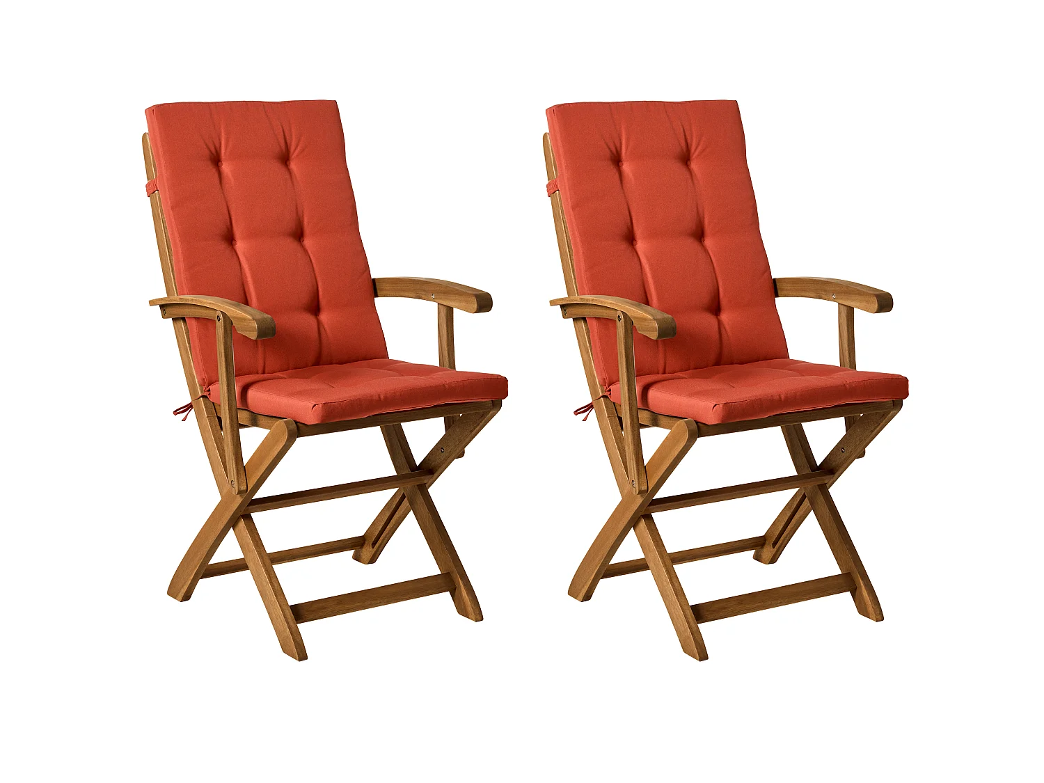 Conjunto de 2 cadeiras de jardim com almofadas MAUI PREMIUM Madeira de acácia Vermelho