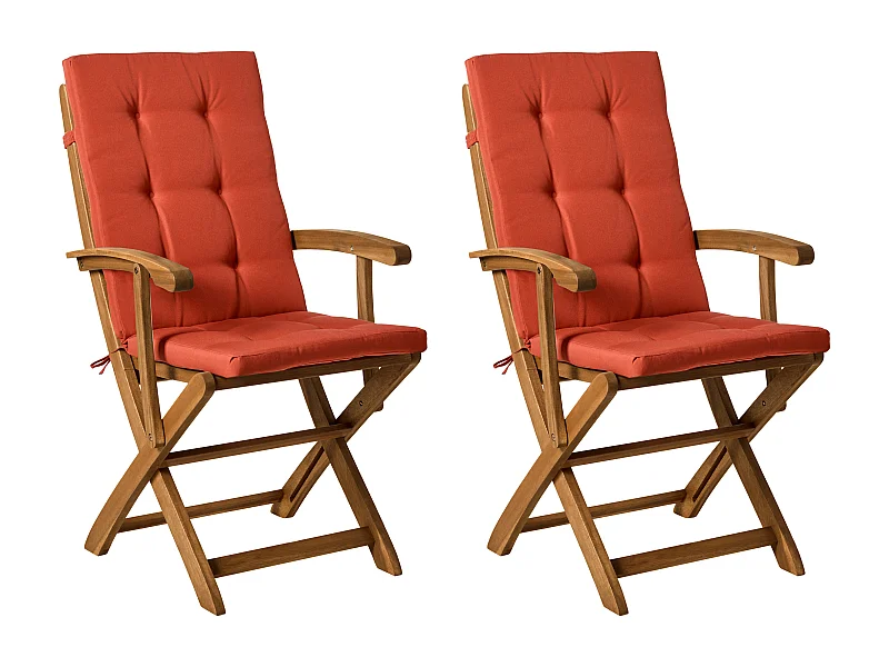 Set mit 2 Stühlen und Sitzkissen MAUI PREMIUM Akazienholz Rot