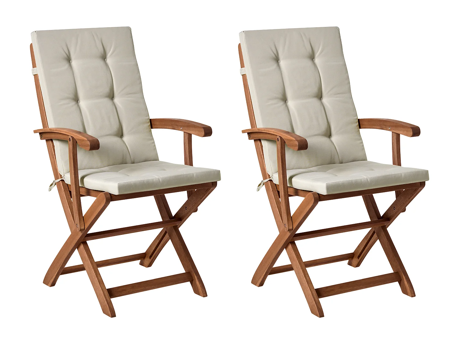 Set di 2 sedie da giardino con cuscini MAUI PREMIUM Legno d'acacia Tortora