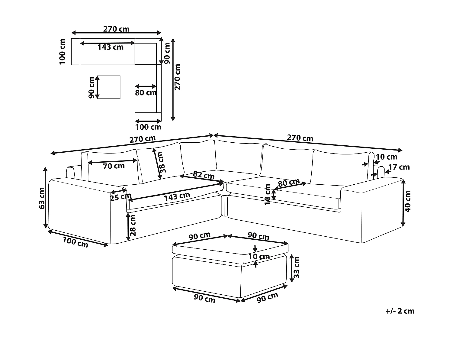 Garten Lounge Set Polyrattan braun mit Auflagen grau modular 6-Sitzer Palermo