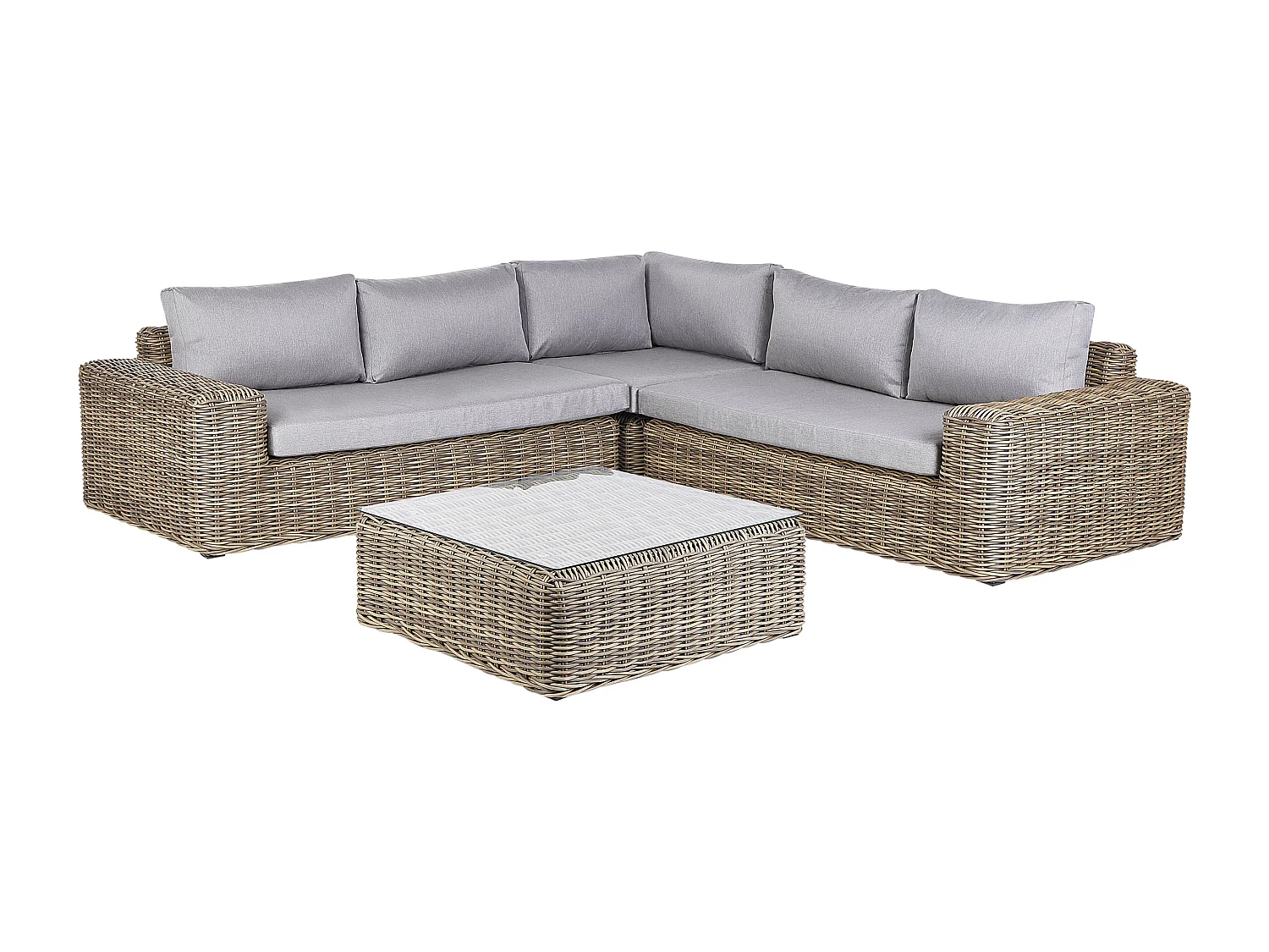 Garten Lounge Set Polyrattan braun mit Auflagen grau modular 6-Sitzer Palermo
