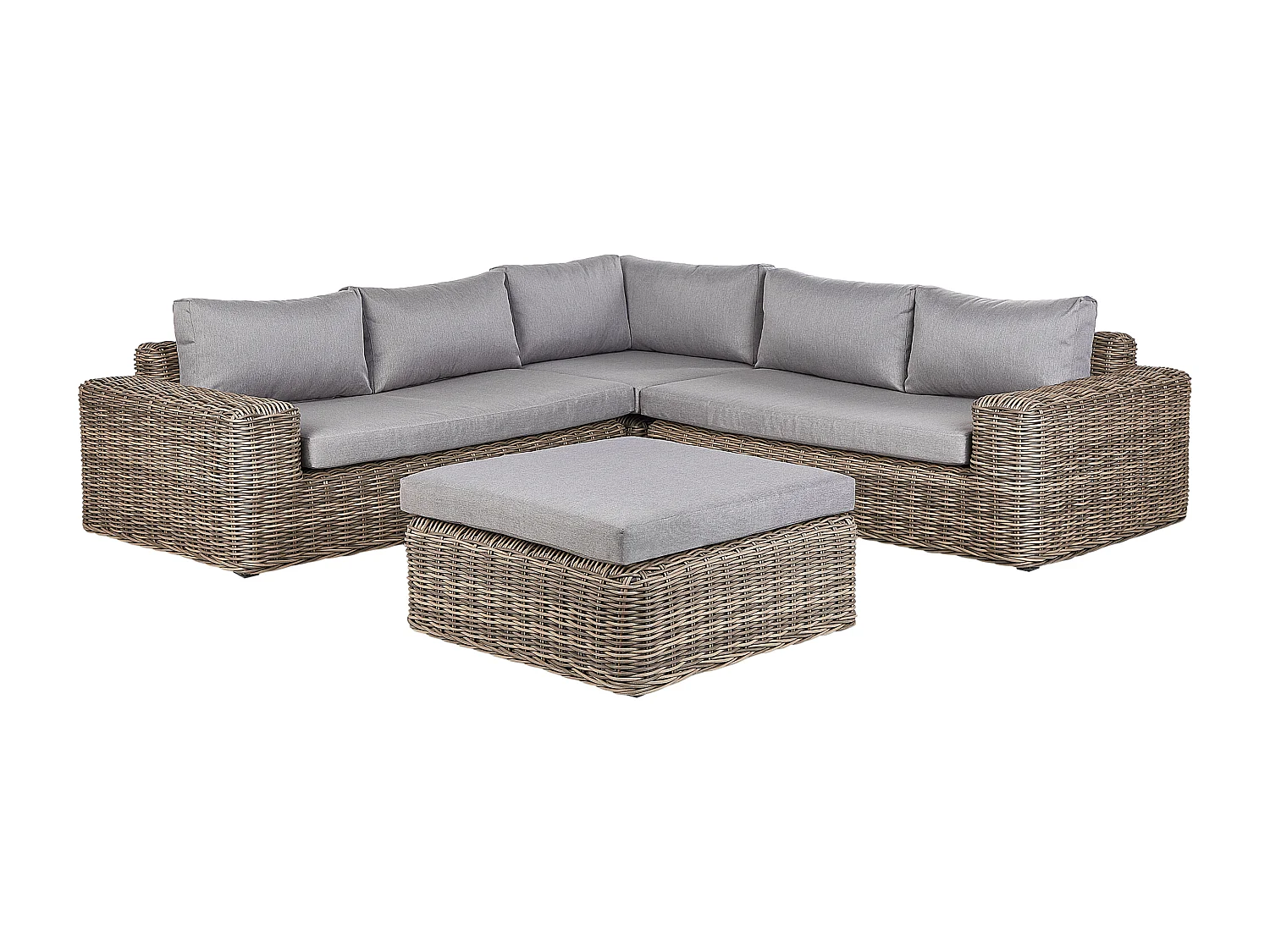 Garten Lounge Set Polyrattan braun mit Auflagen grau modular 6-Sitzer Palermo