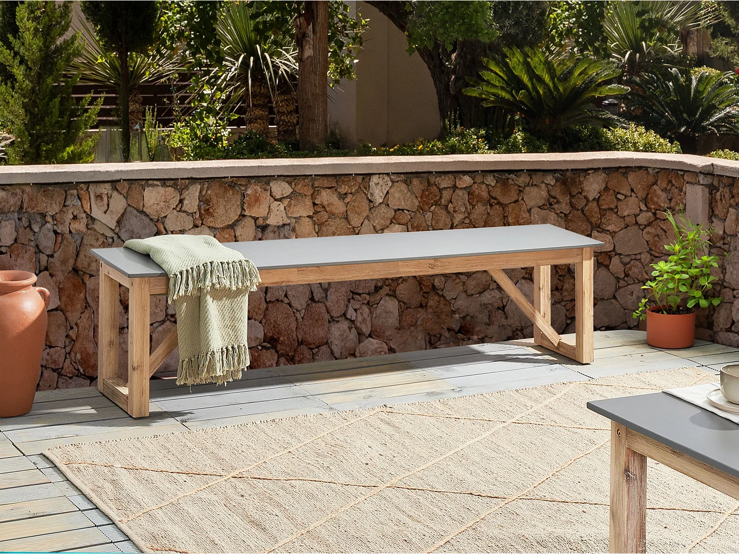 Banc de jardin NOTTERI 180 cm Béton Gris