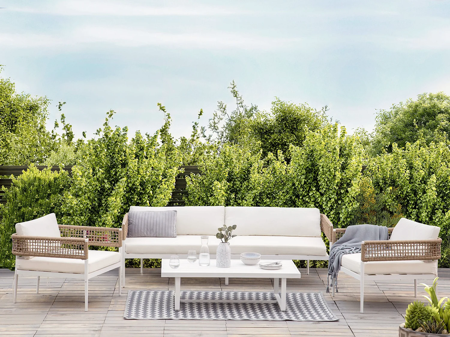 Loungeset met tafel 5-zitter SERLA Metaal Wit