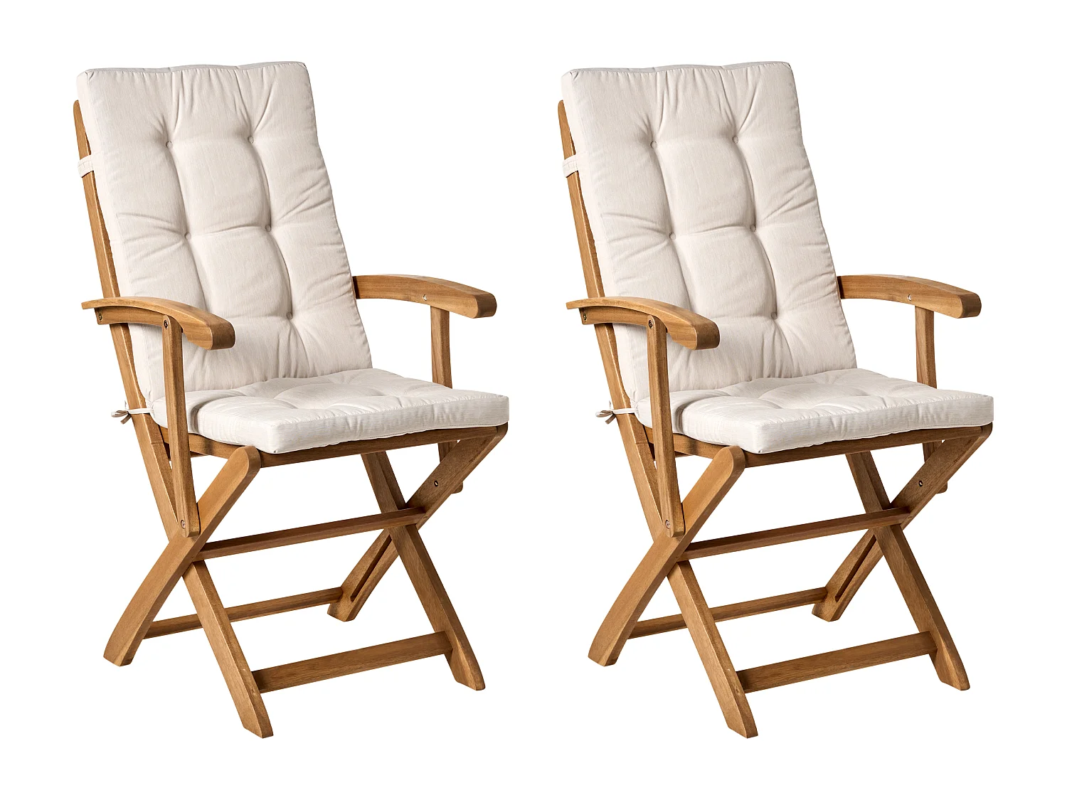 Set mit 2 Stühlen und Sitzkissen MAUI PREMIUM Akazienholz Hellbeige