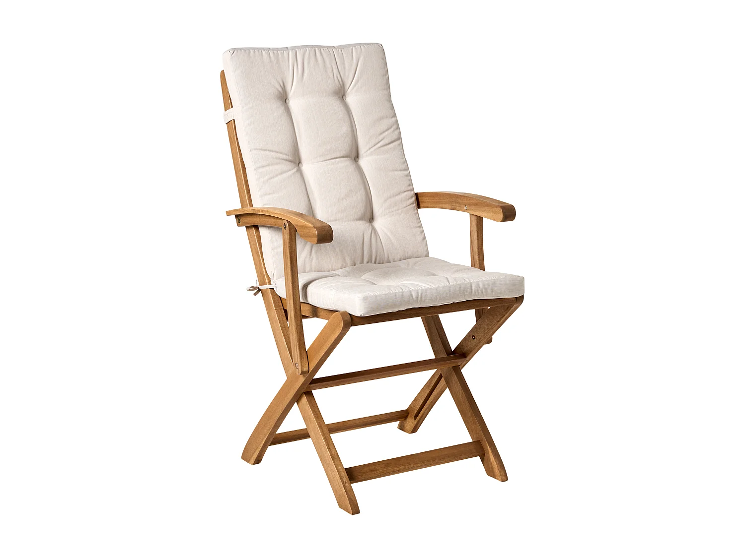 Lot de 2 chaises de jardin avec coussins MAUI PREMIUM Acacia Beige clair