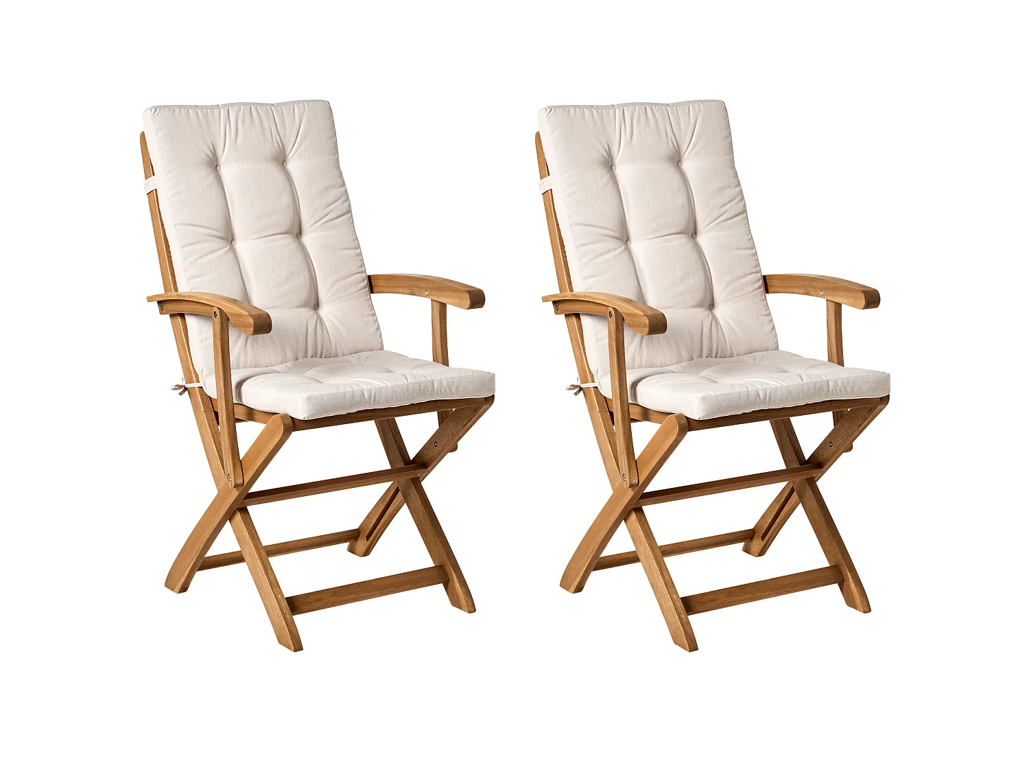 Conjunto de 2 cadeiras de jardim com almofadas MAUI PREMIUM Madeira de acácia Creme claro