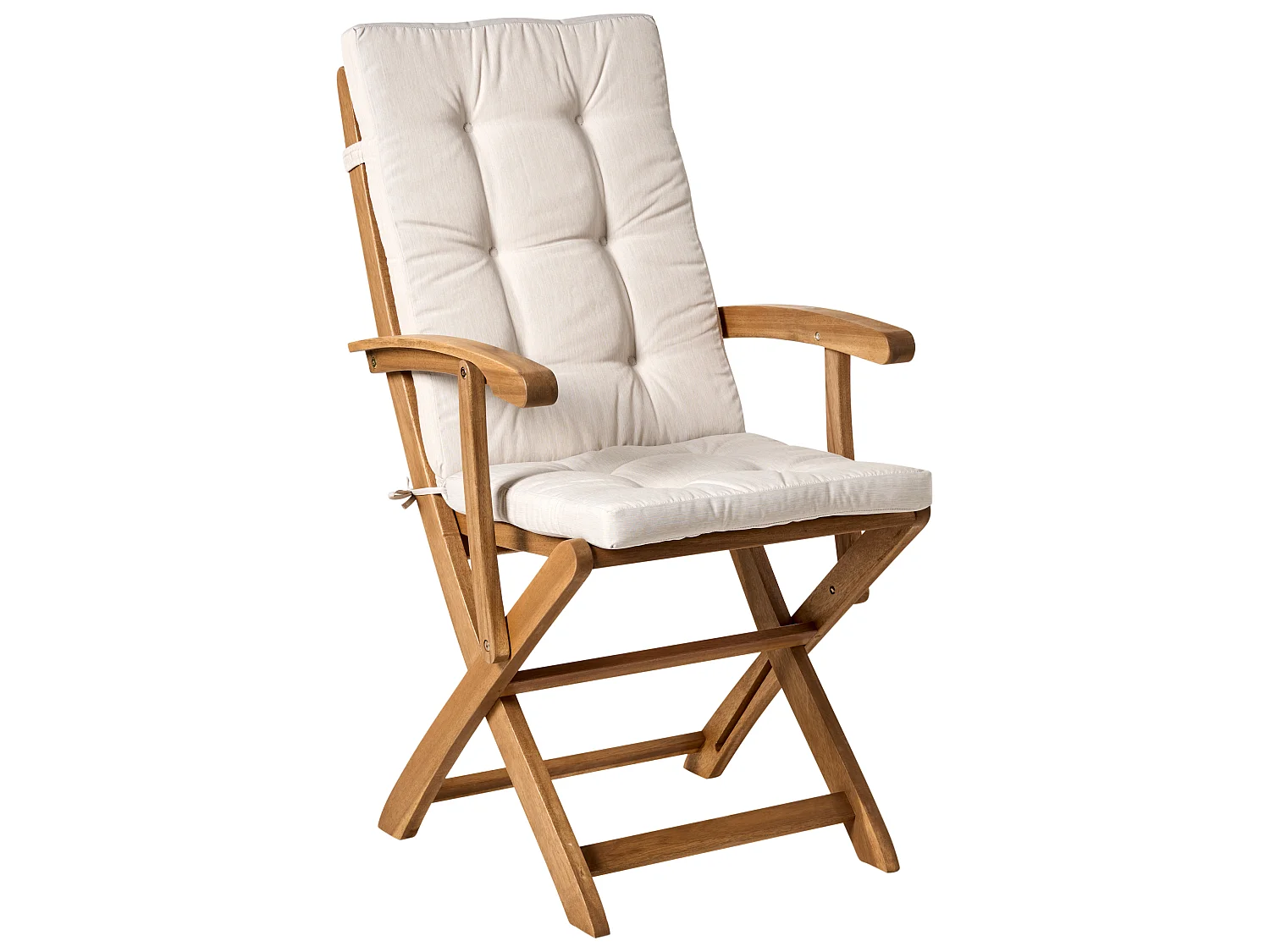 Conjunto de 2 cadeiras de jardim com almofadas MAUI PREMIUM Madeira de acácia Creme claro