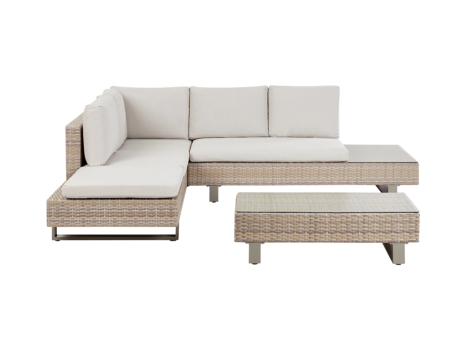Ensemble de canapés d'angle de jardin 5 places LANCIANO Côté droit Blanc cassé
