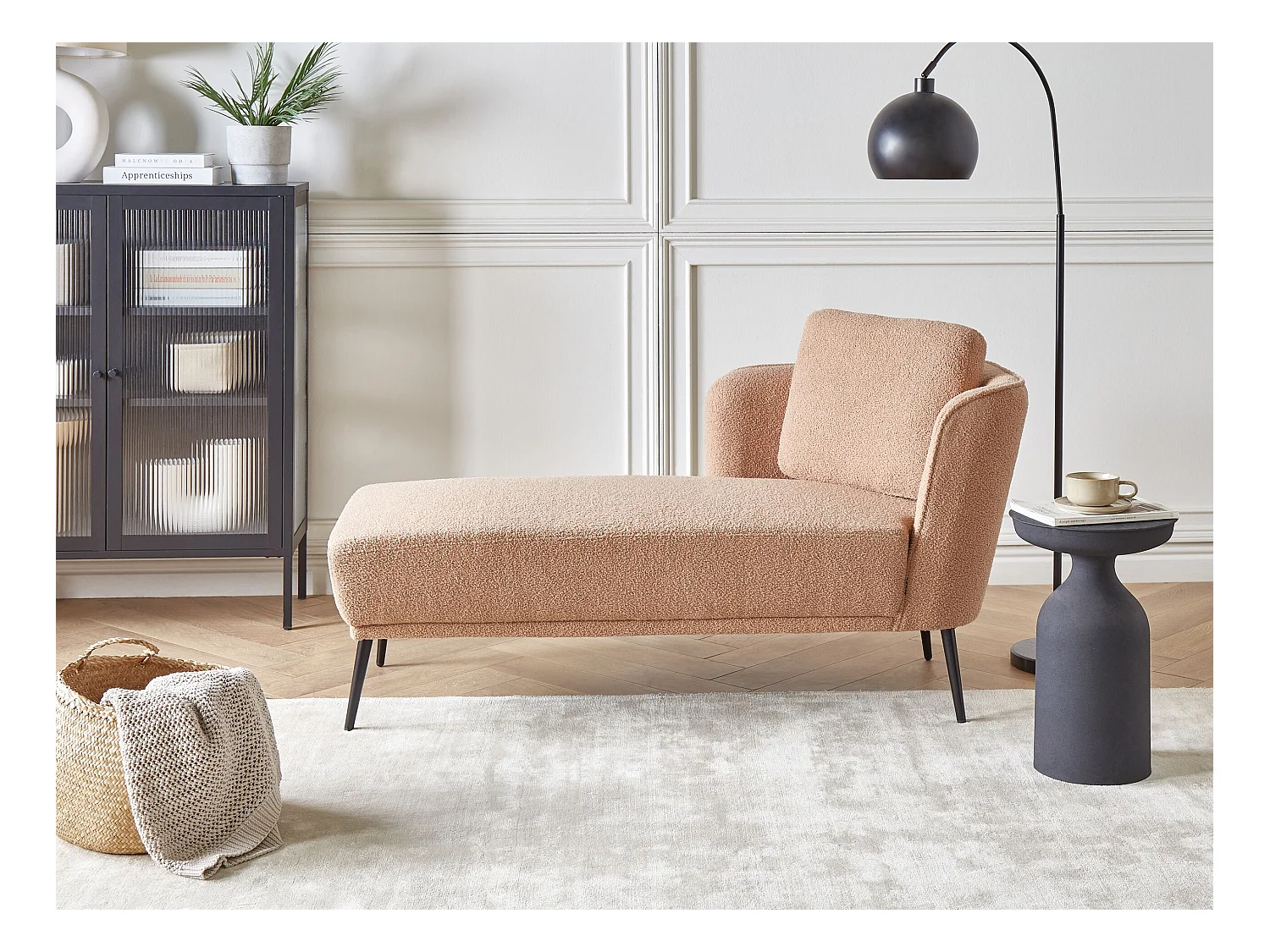 Chaise longue côté droit ARTHEZE Bouclé Beige