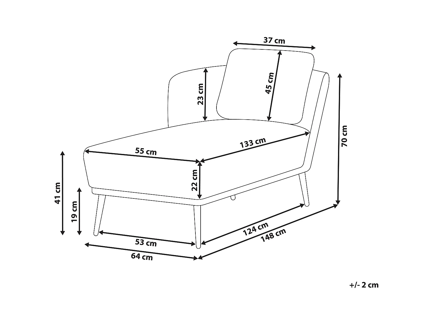 Chaise longue côté droit ARTHEZE Bouclé Beige