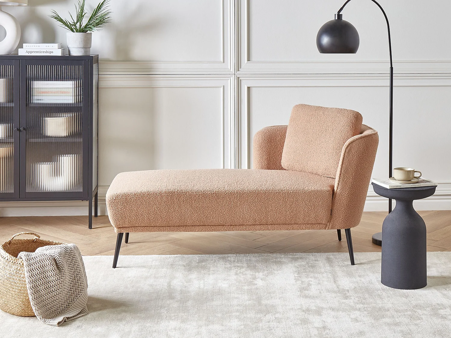 Chaise longue côté droit ARTHEZE Bouclé Beige