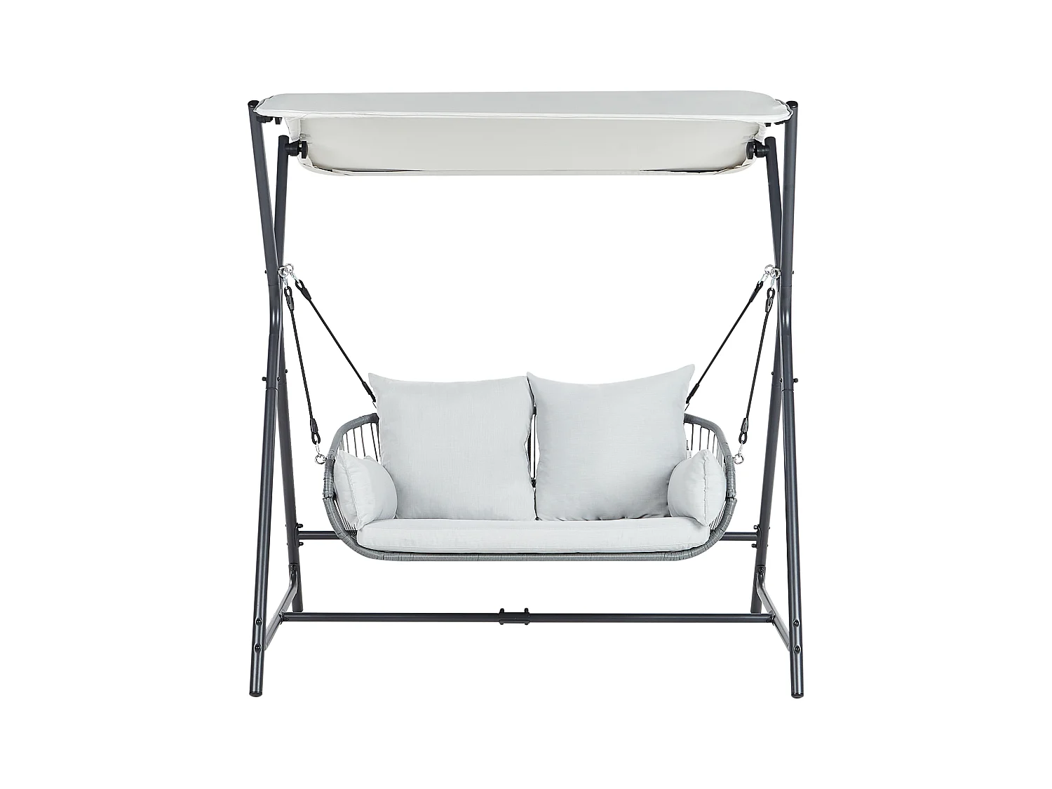 Gartenschaukel aus Stoff Stahl helles Grau mit verstellbarem Dach modern Fiastra