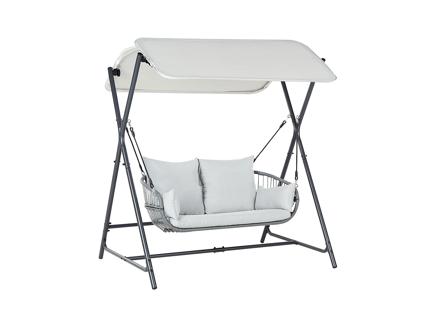 Gartenschaukel aus Stoff Stahl helles Grau mit verstellbarem Dach modern Fiastra