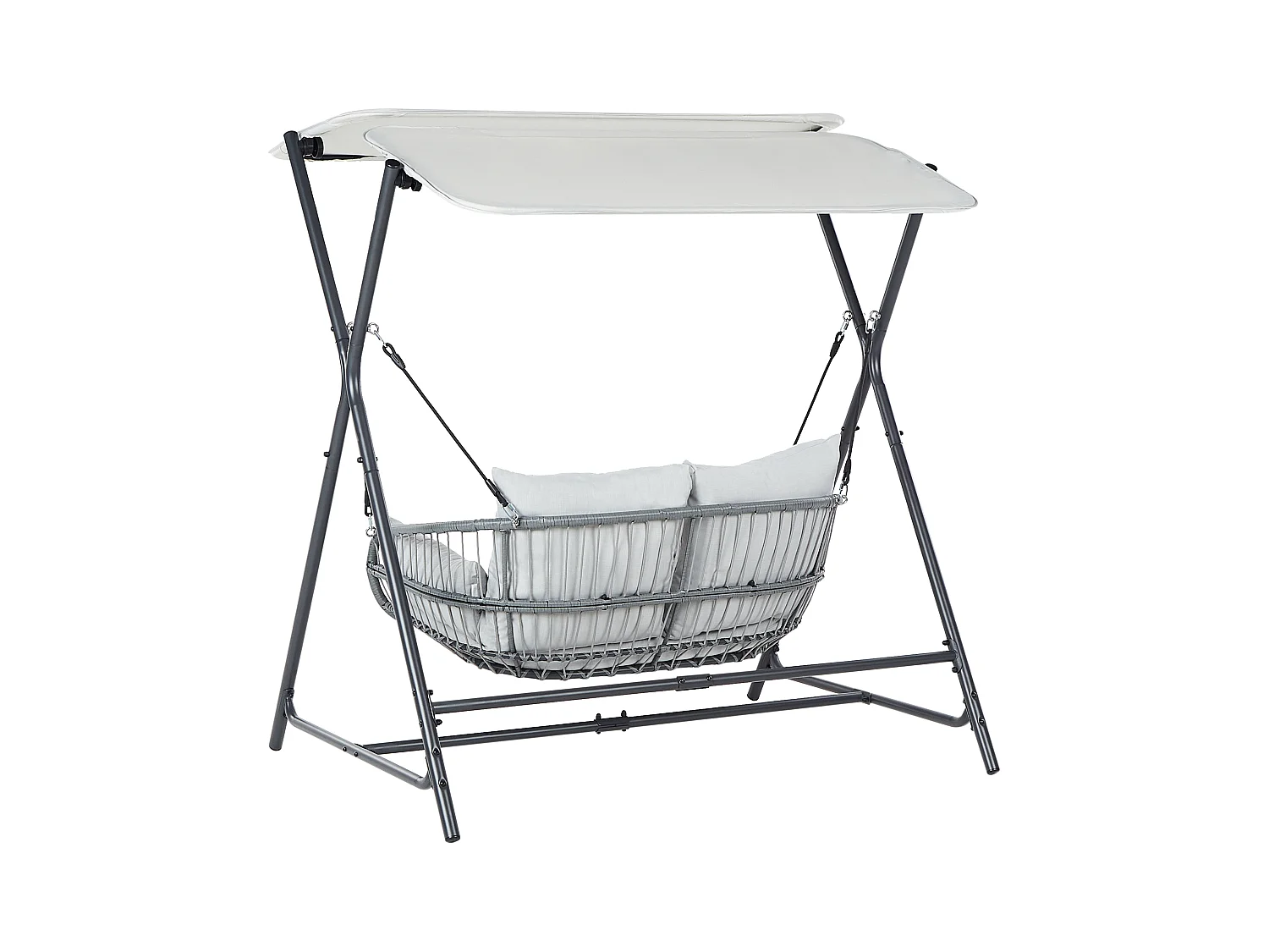 Gartenschaukel aus Stoff Stahl helles Grau mit verstellbarem Dach modern Fiastra