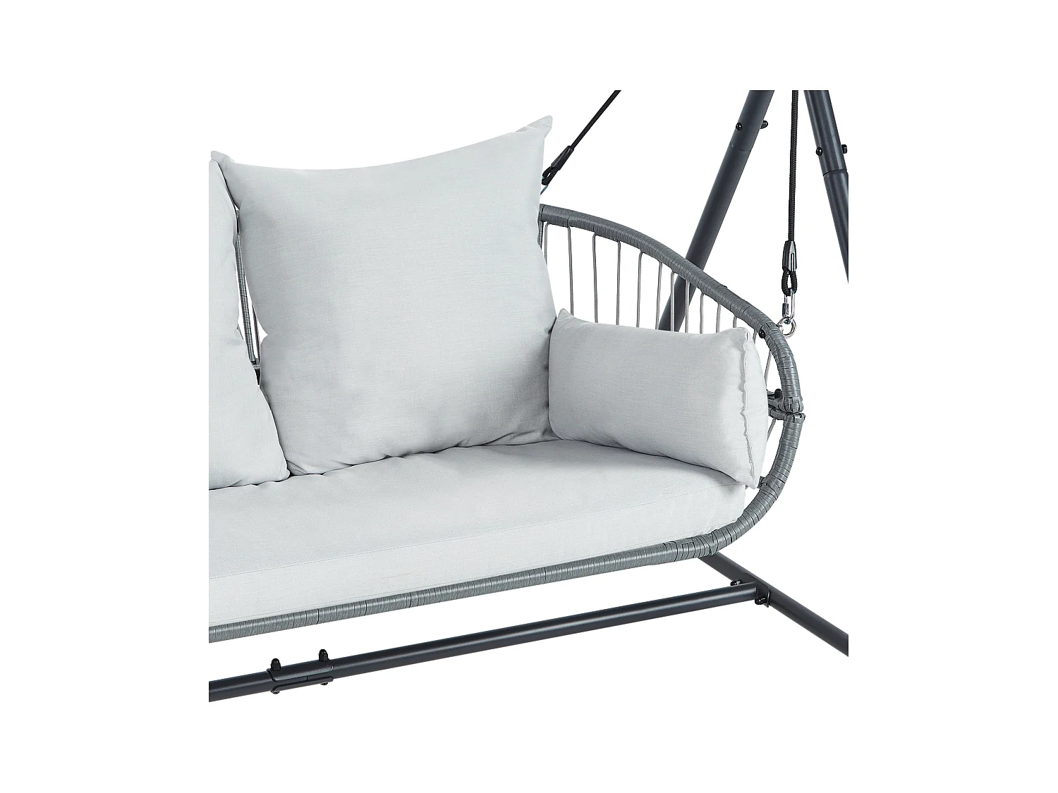 Gartenschaukel aus Stoff Stahl helles Grau mit verstellbarem Dach modern Fiastra