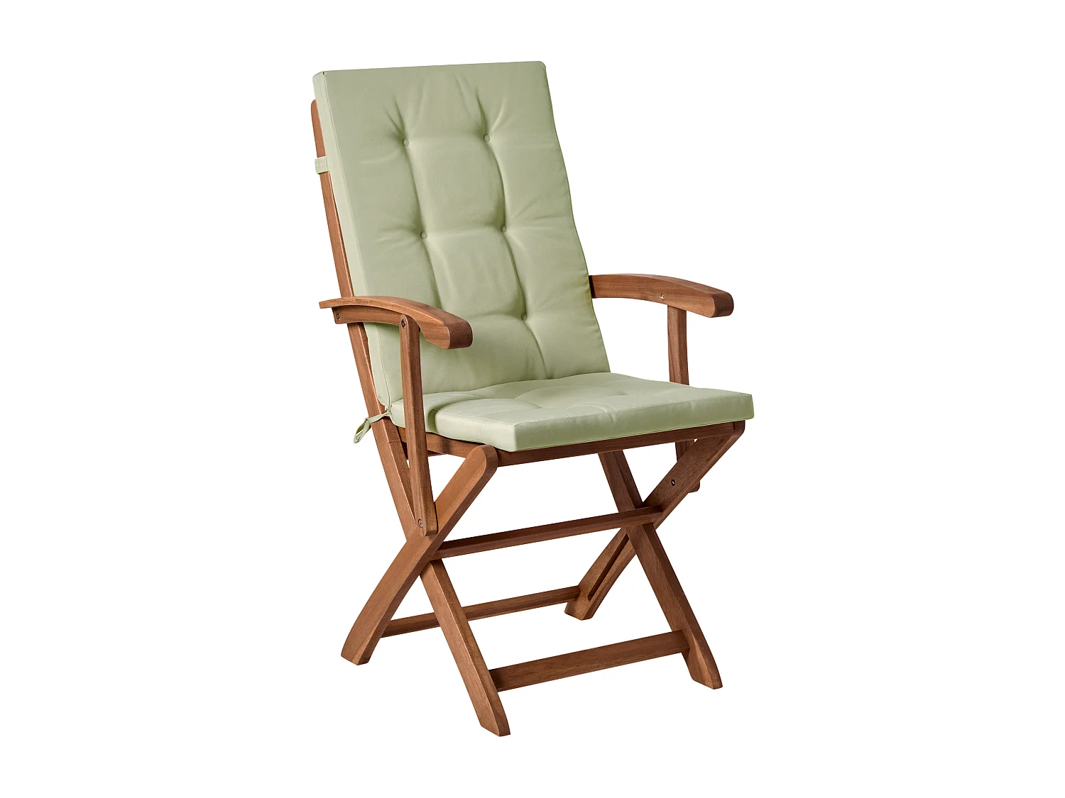 Lot de 2 chaises de jardin avec coussins MAUI PREMIUM Acacia Vert clair