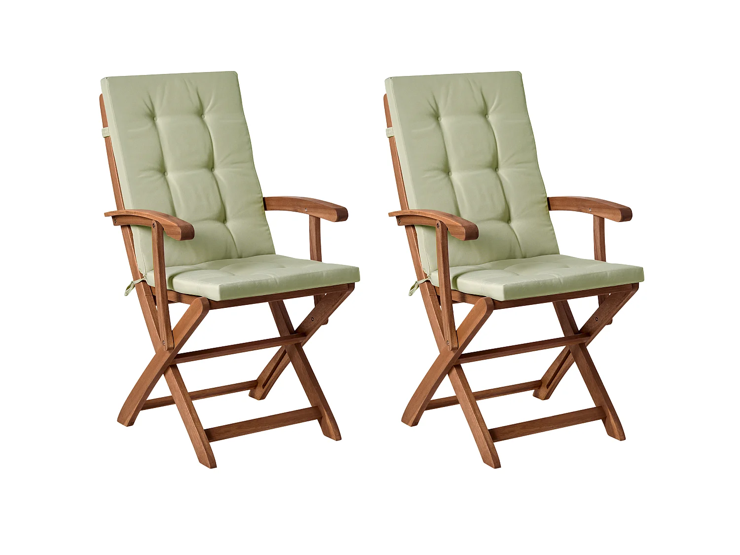 Set mit 2 Stühlen und Sitzkissen MAUI PREMIUM Akazienholz Hellgrün