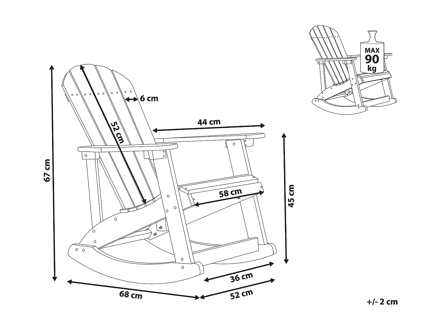 Garten Schaukelstuhl für Kinder ADIRONDACK Pastellrosa